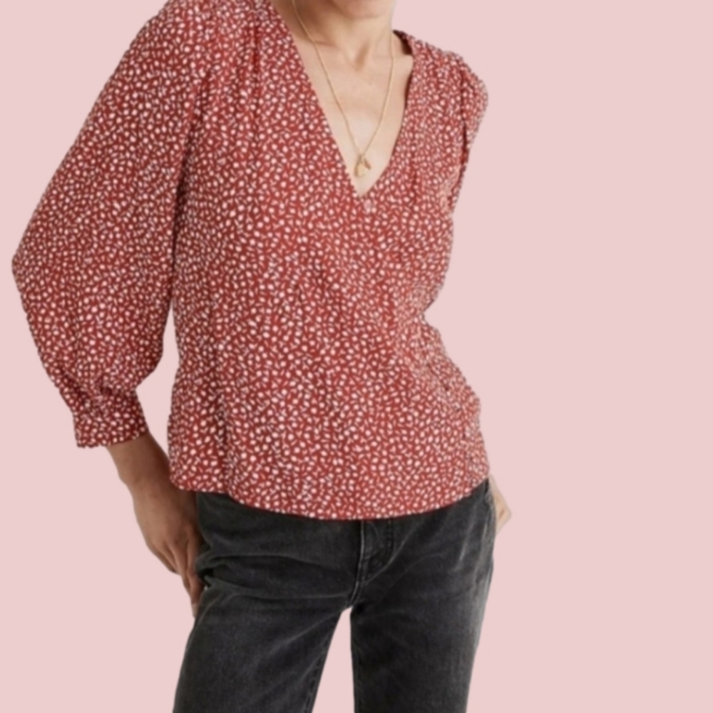 Madewell Red Floral Blouse